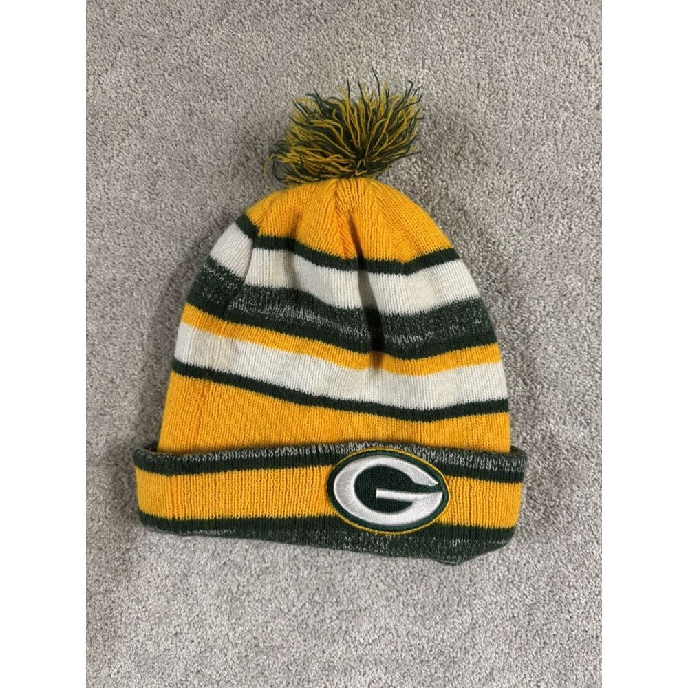 Green Bay Packers Beanie New Era Knit Fleece Lined Hat Cap Pom Pom OSFM NFL‎